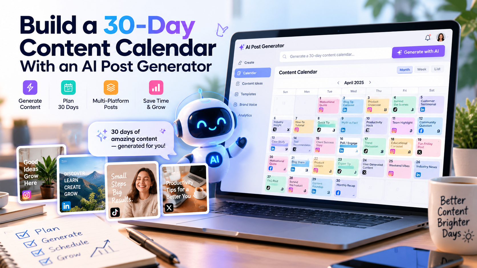 Build a 30-Day Content Calendar With an AI Post Generator