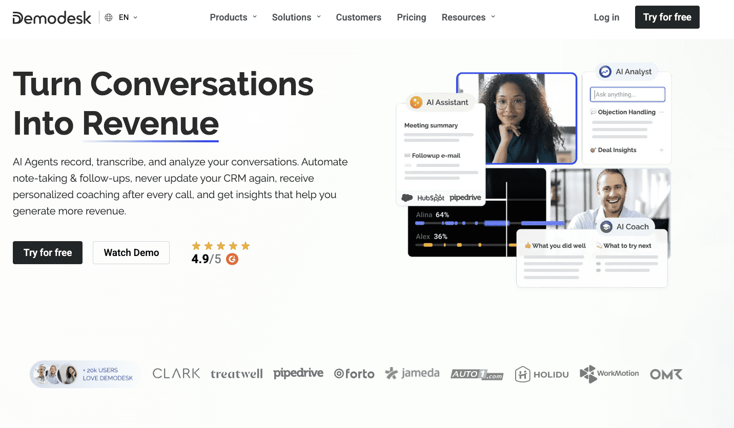 Demodesk: The First Vertical AI Sales Platform That Works With Revenue Teams—Not Just Beside Them