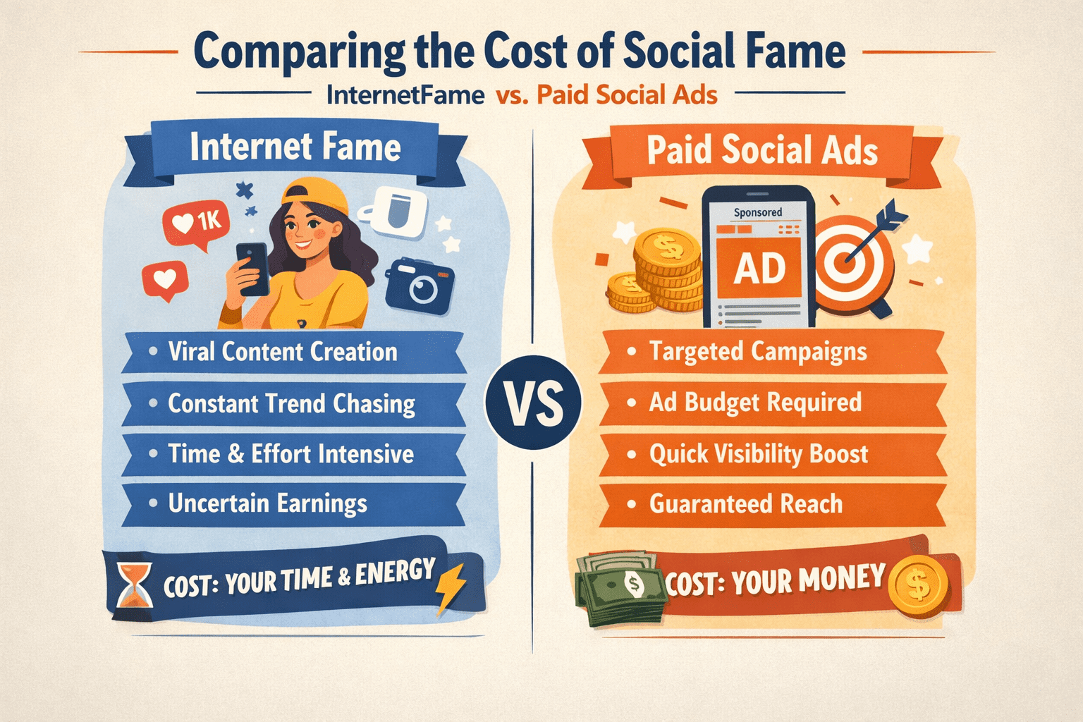 Comparing the Cost of Social Fame: InternetFame vs. Paid Social Ads