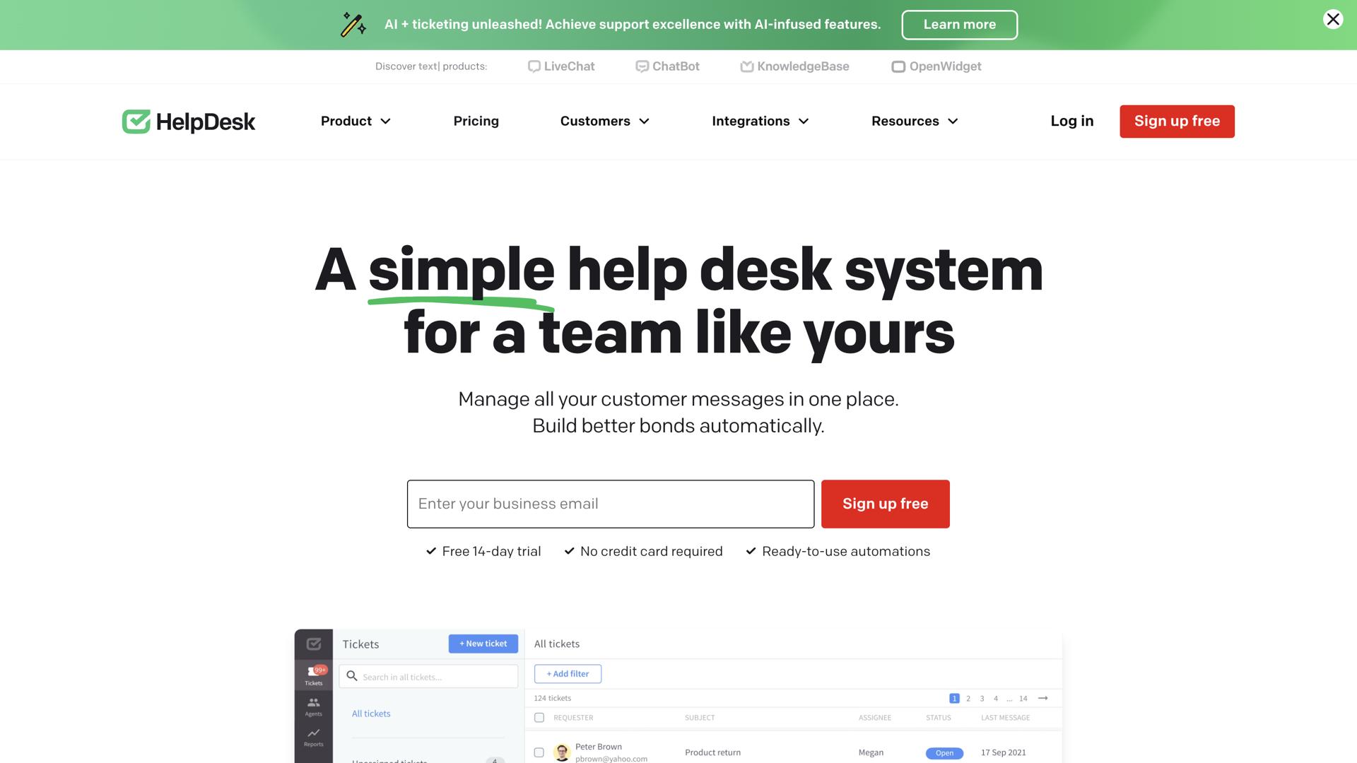 Helpdesk screenshot