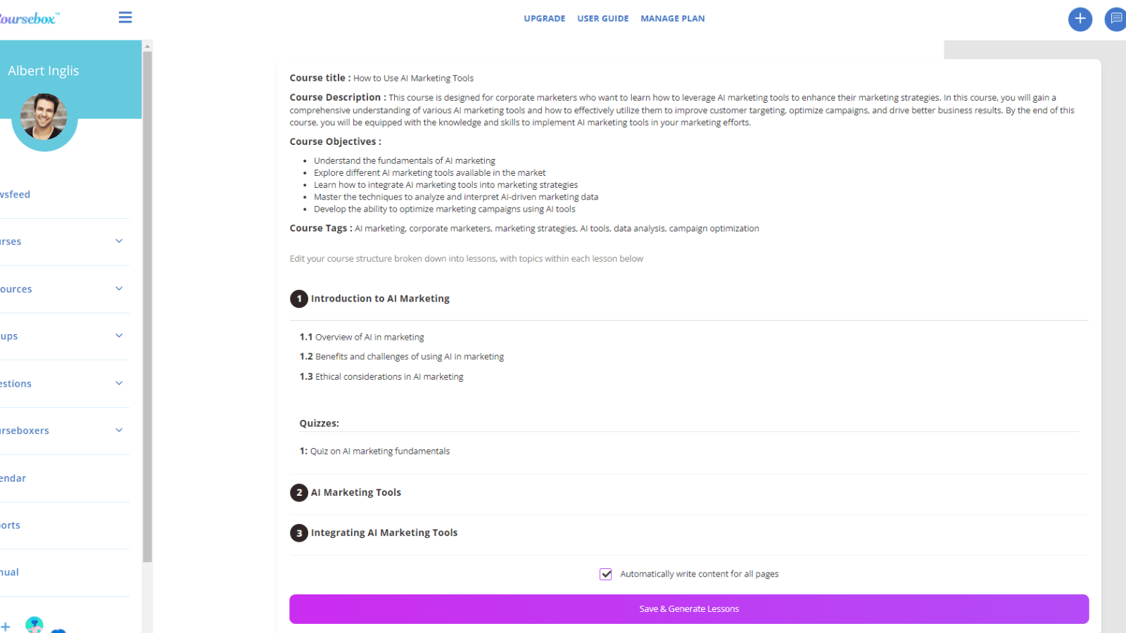 Coursebox screenshot