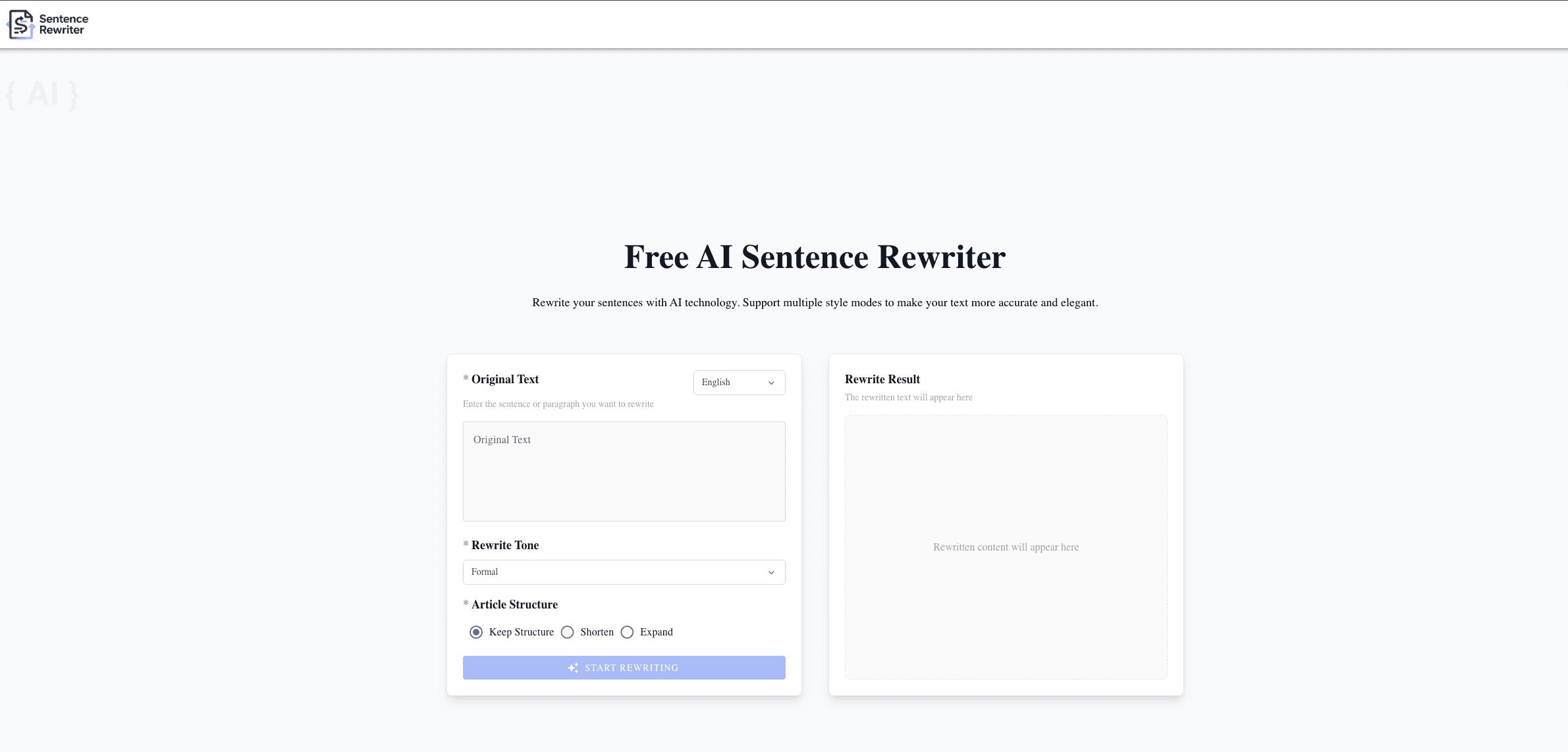 Sentence Rewriter screenshot