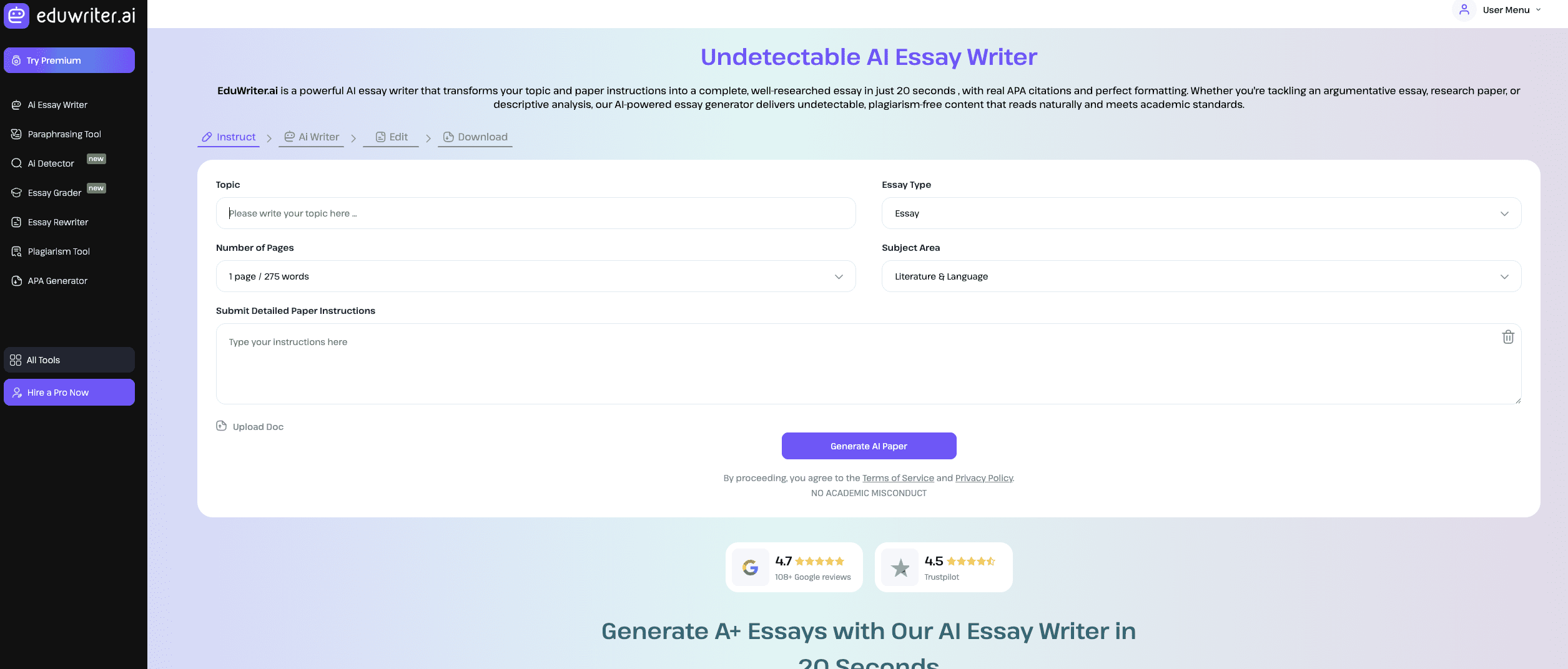 Eduwriter AI screenshot