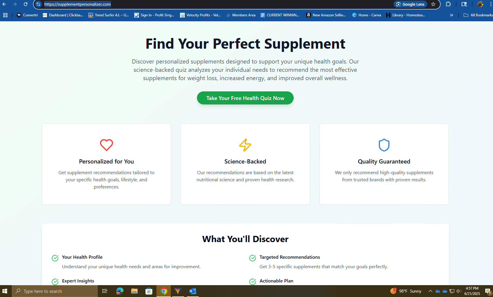 Health Supplement Personalizer screenshot