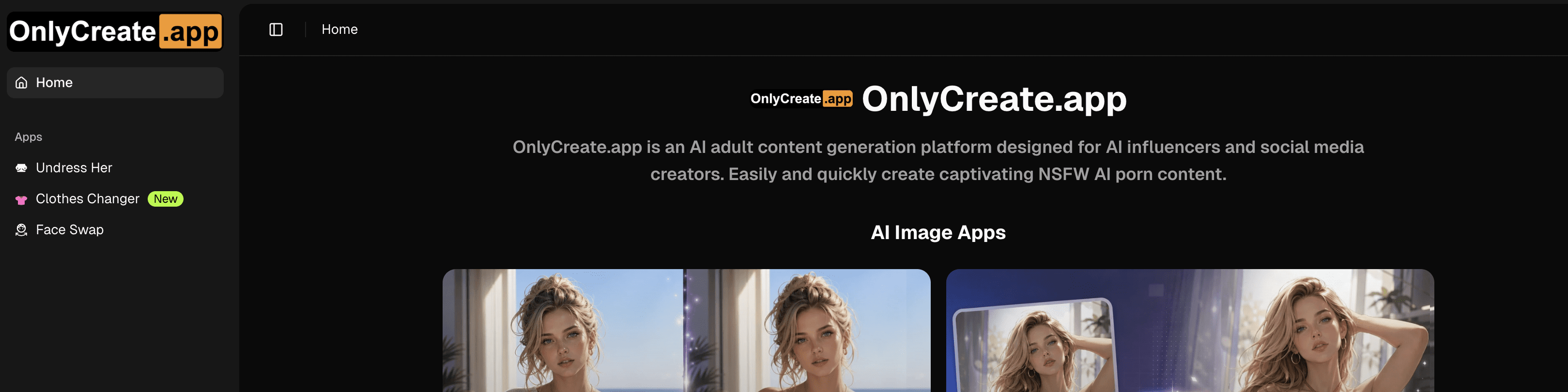OnlyCreate.app screenshot