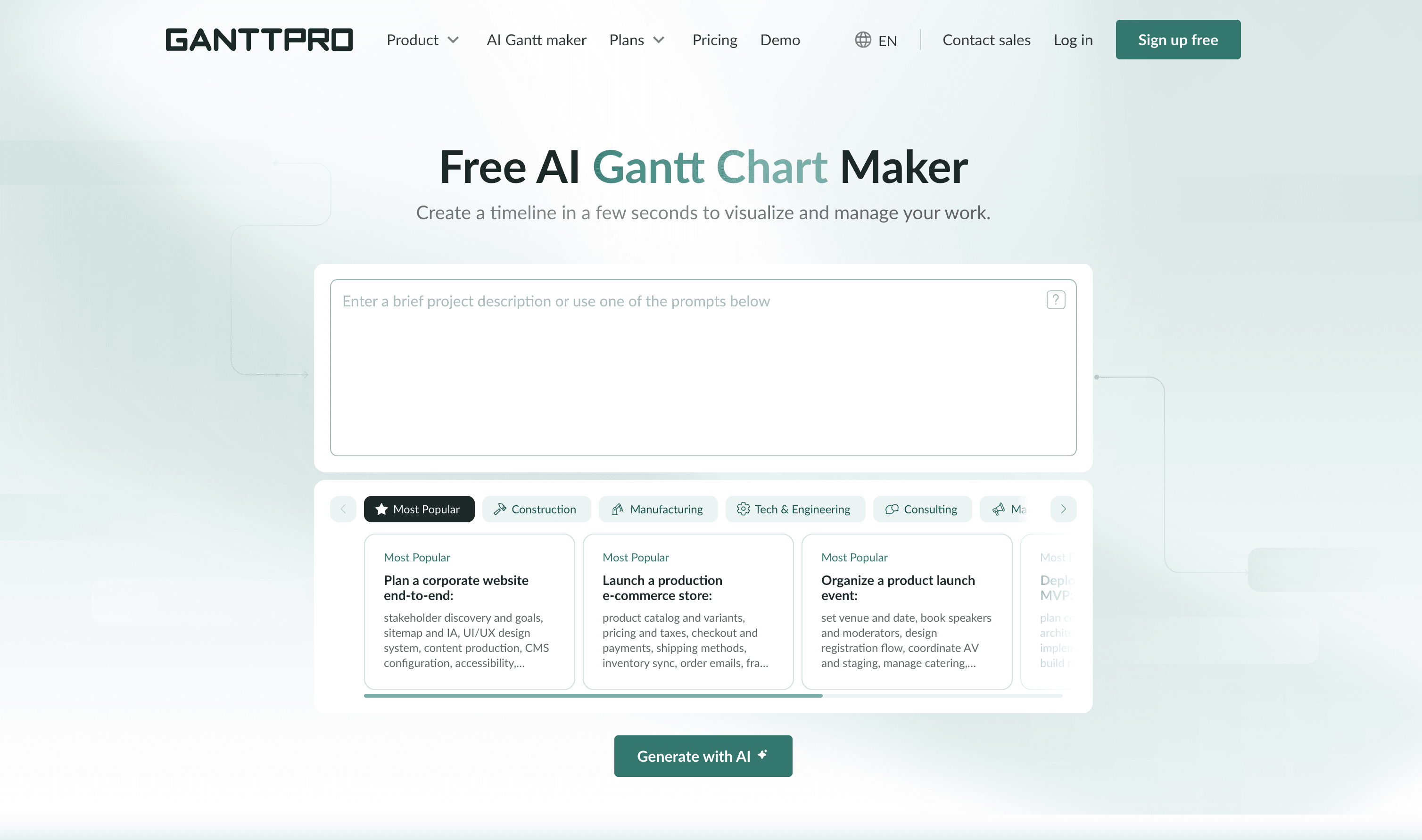 GanttPRO’s AI Gantt chart maker screenshot