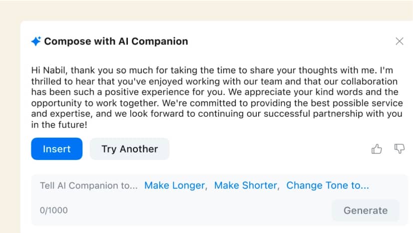 Zoom AI Companion screenshot