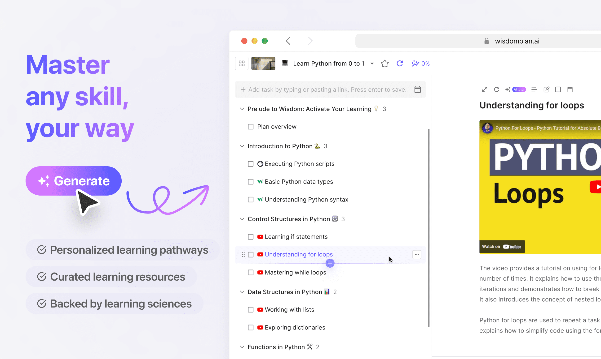 WisdomPlan screenshot