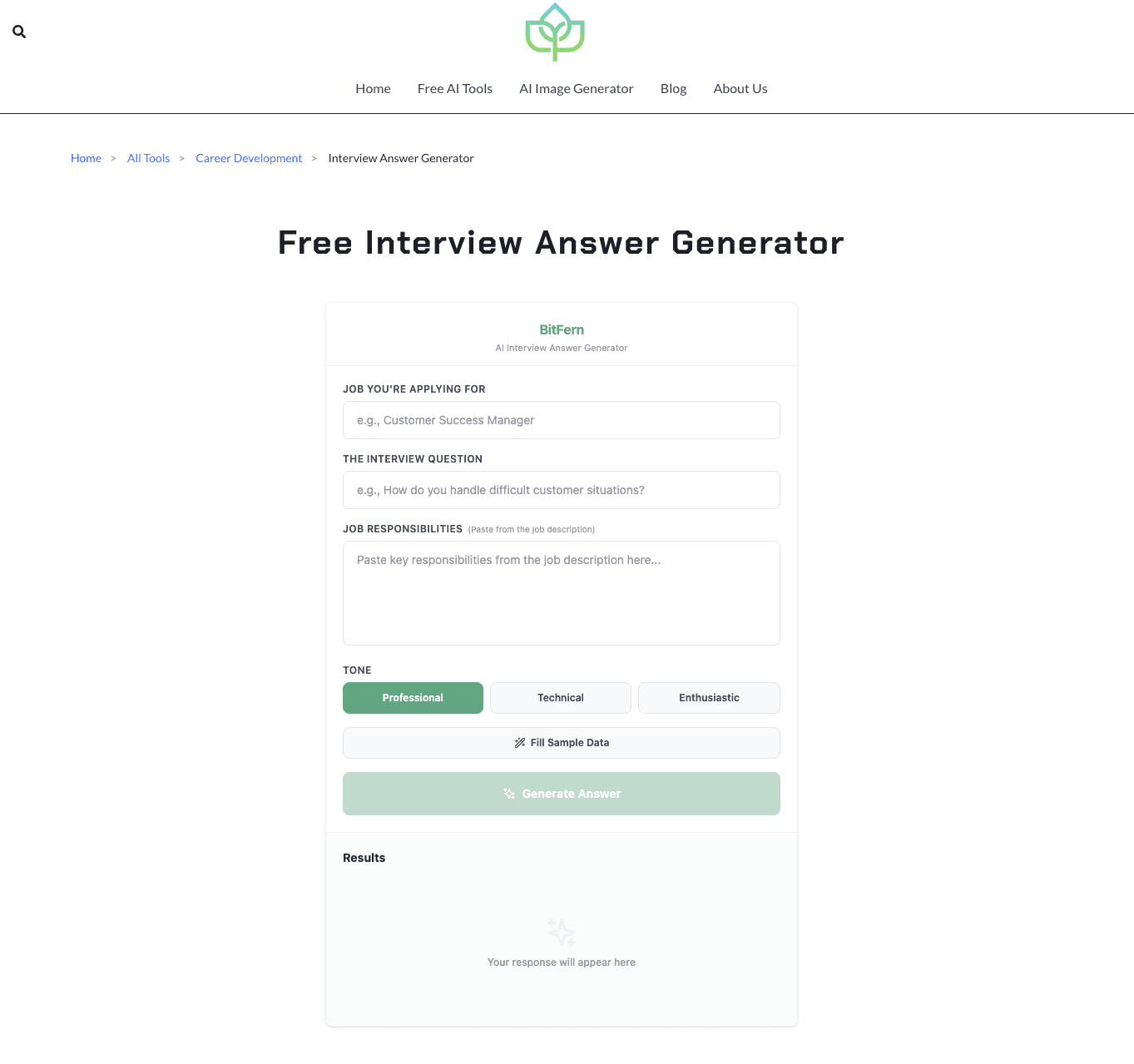 Interview Answer Generator screenshot