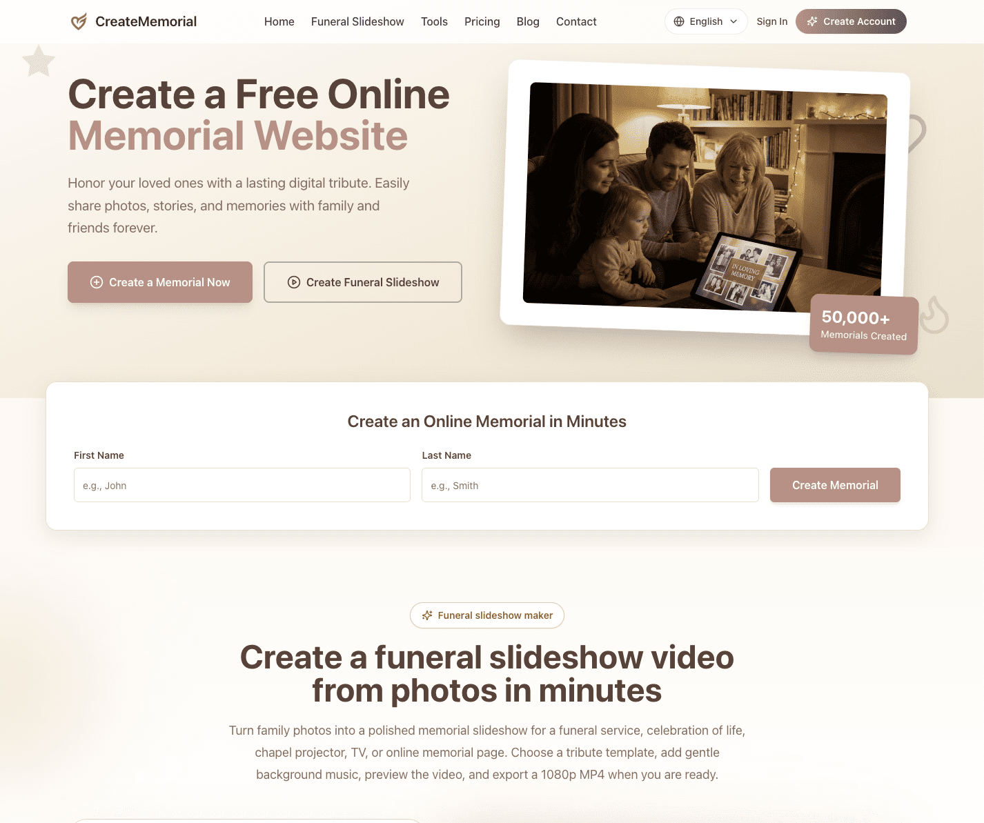 CreateMemorial screenshot