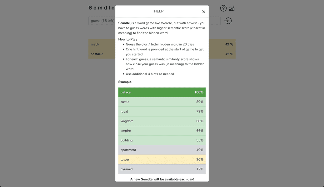 Semdle screenshot