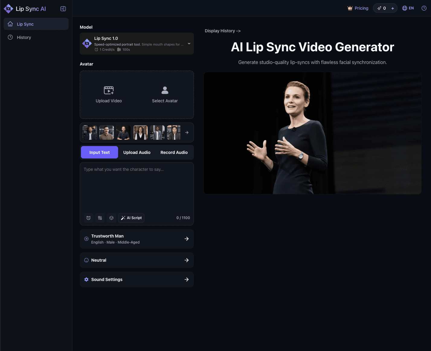 Lip Sync AI Video Generator screenshot