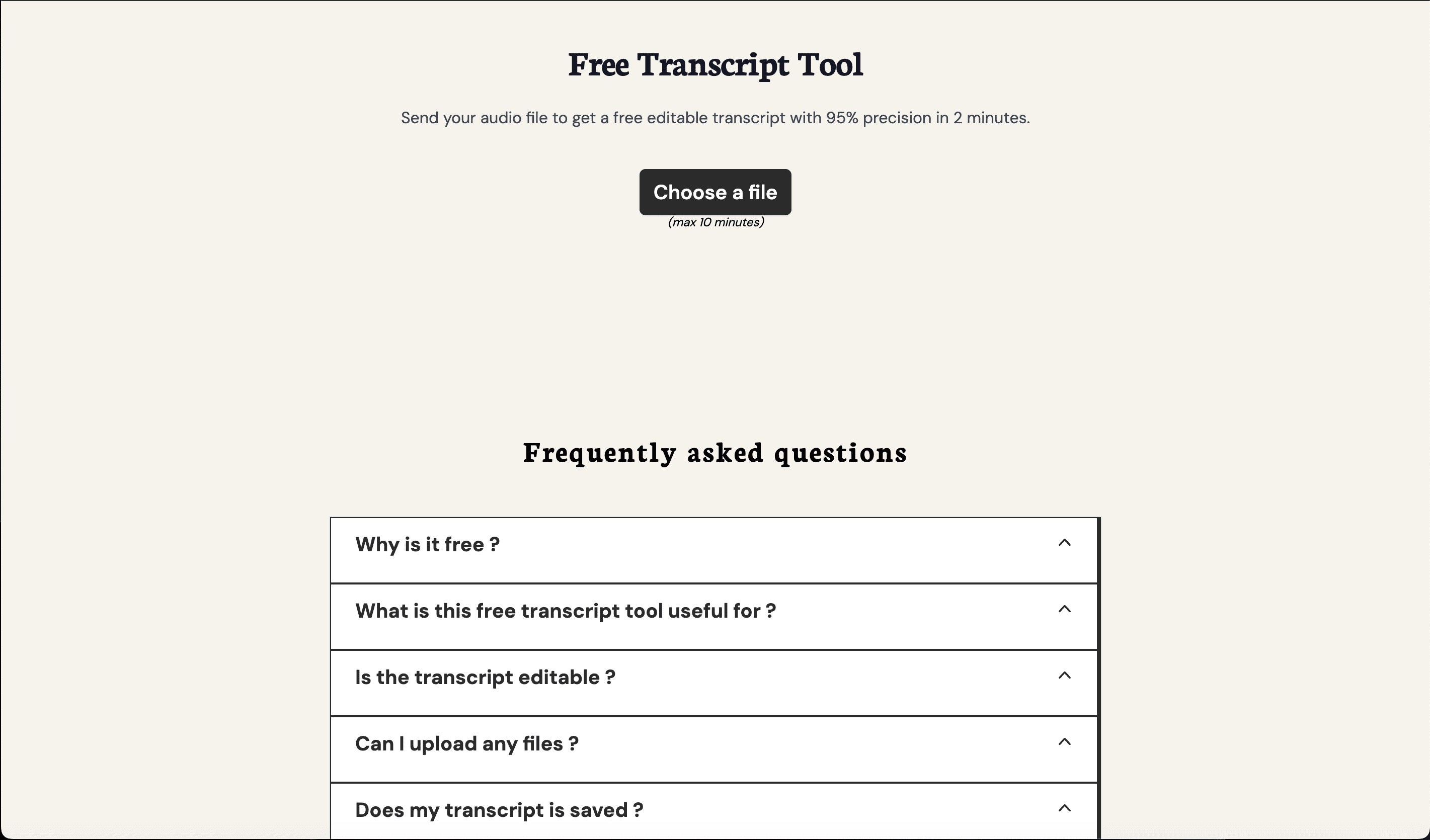 Free Transcript Tool by Voscribe screenshot