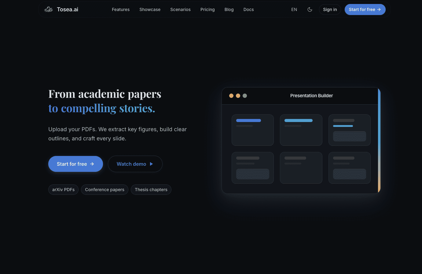 Tosea.ai screenshot