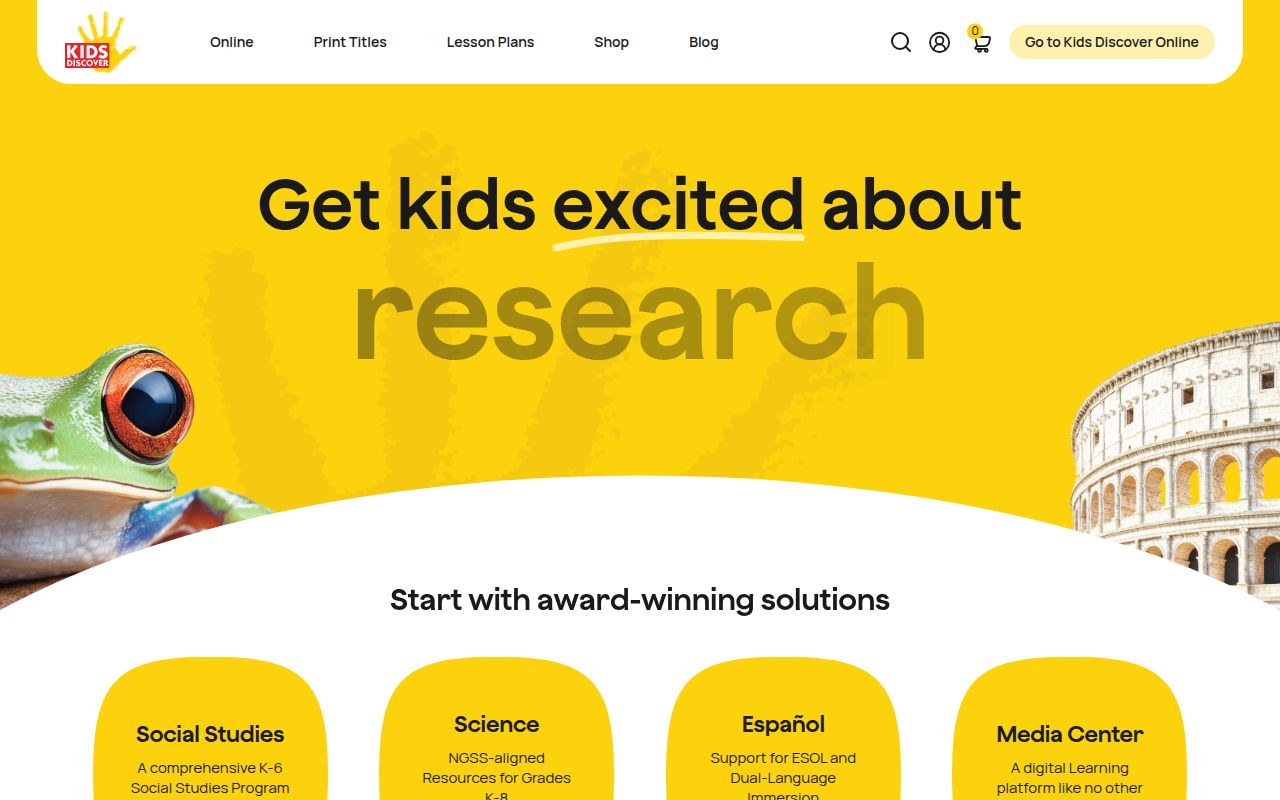 Kids Discover Online homepage screenshot