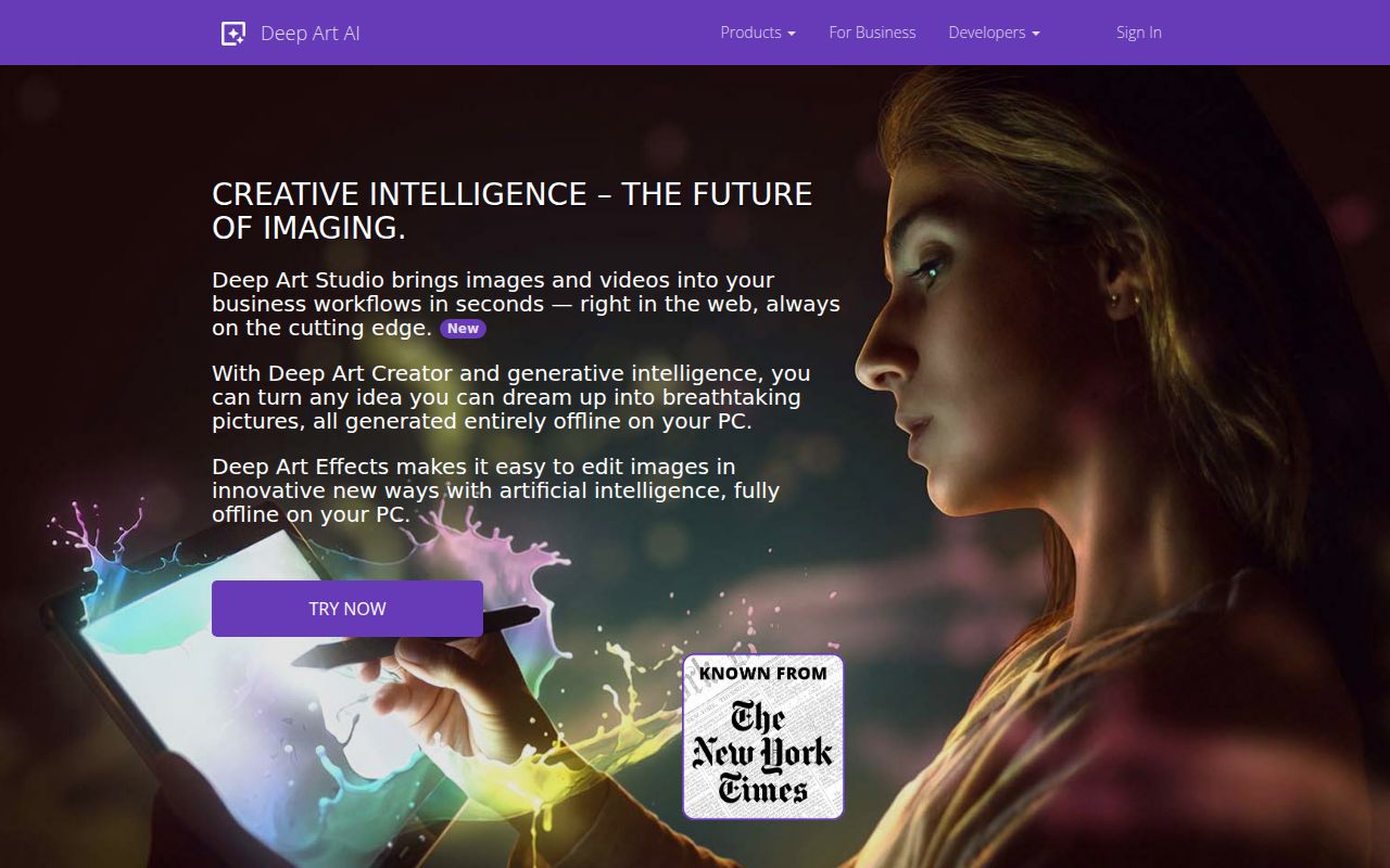 Deep Art Effects homepage