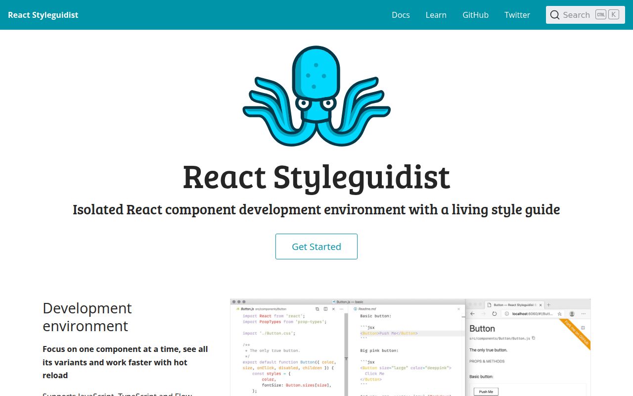 React Styleguidist homepage screenshot