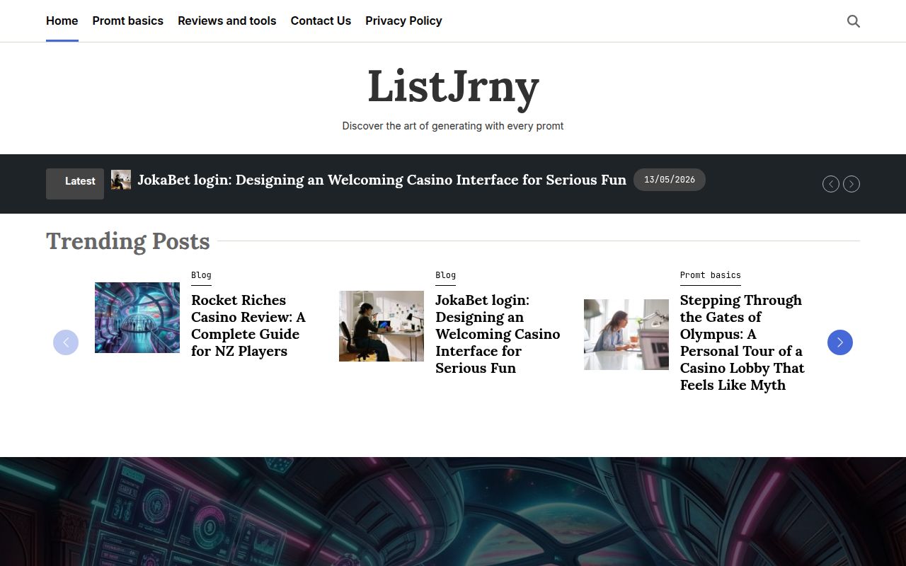 Jrnylist homepage screenshot