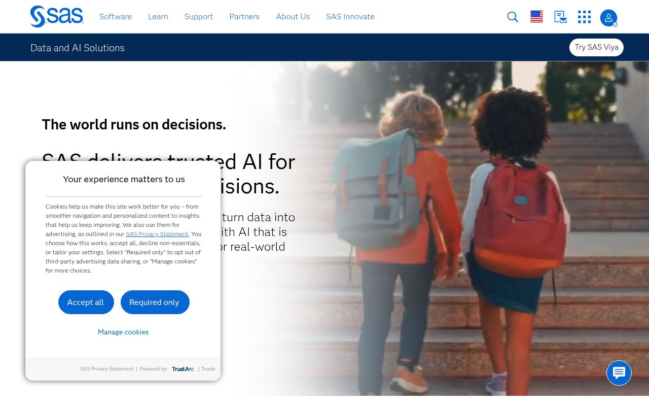 SAS homepage screenshot