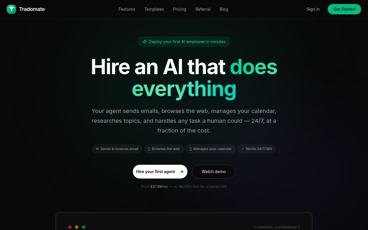 Tradomate homepage screenshot