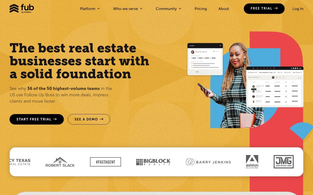 FollowupBoss homepage screenshot