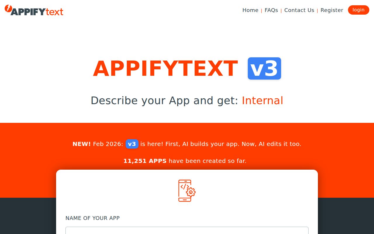 AppifyText homepage screenshot