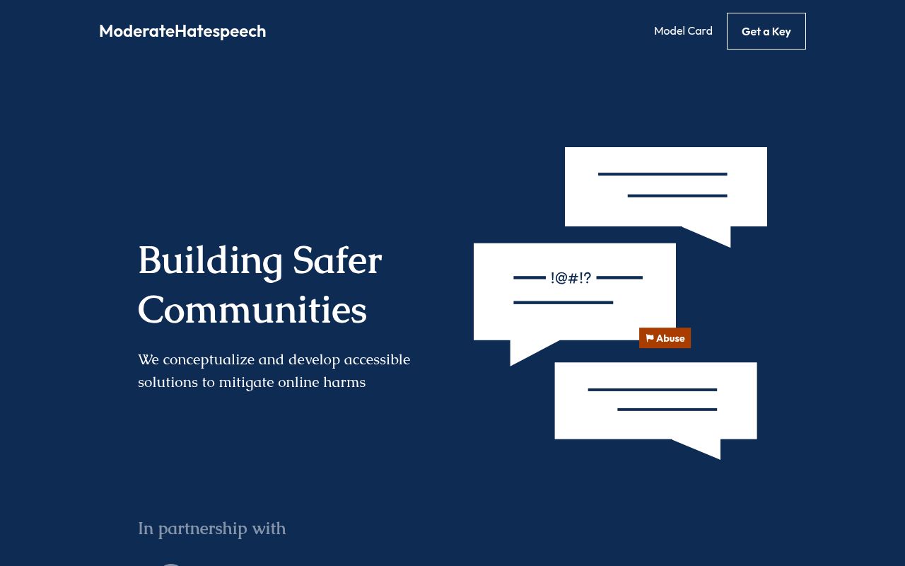ModerateHatespeech homepage screenshot