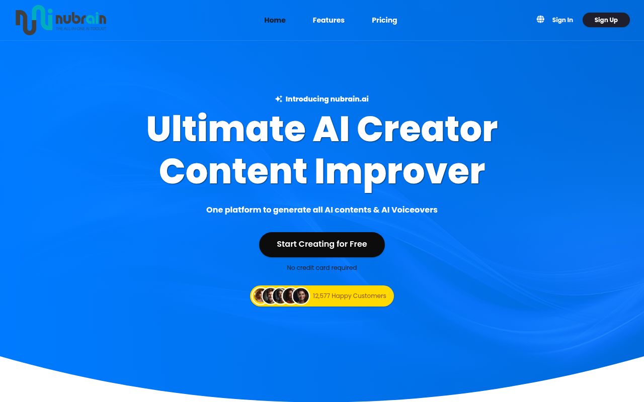 Nubrain.ai homepage screenshot