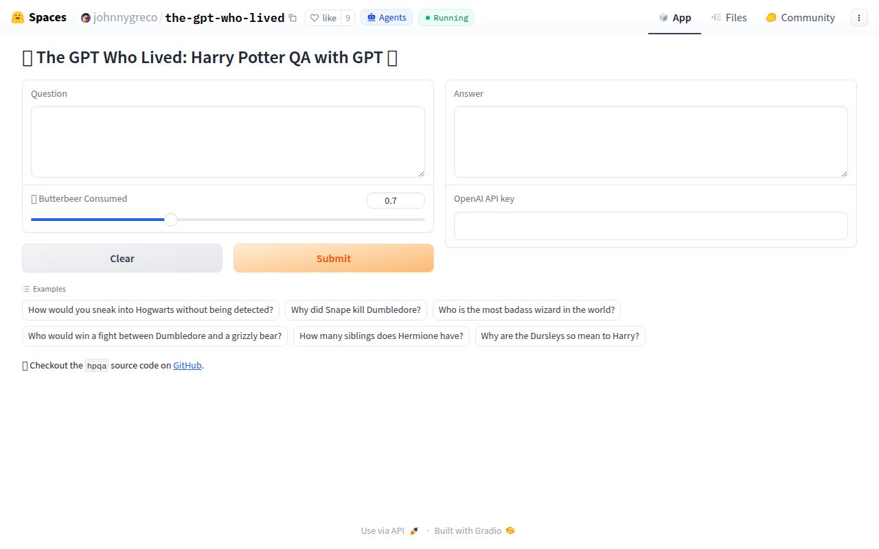 The GPT Who Lived homepage screenshot