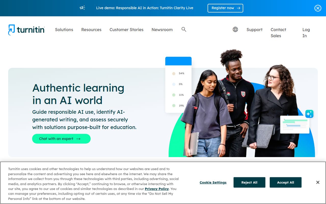 Turnitin homepage screenshot