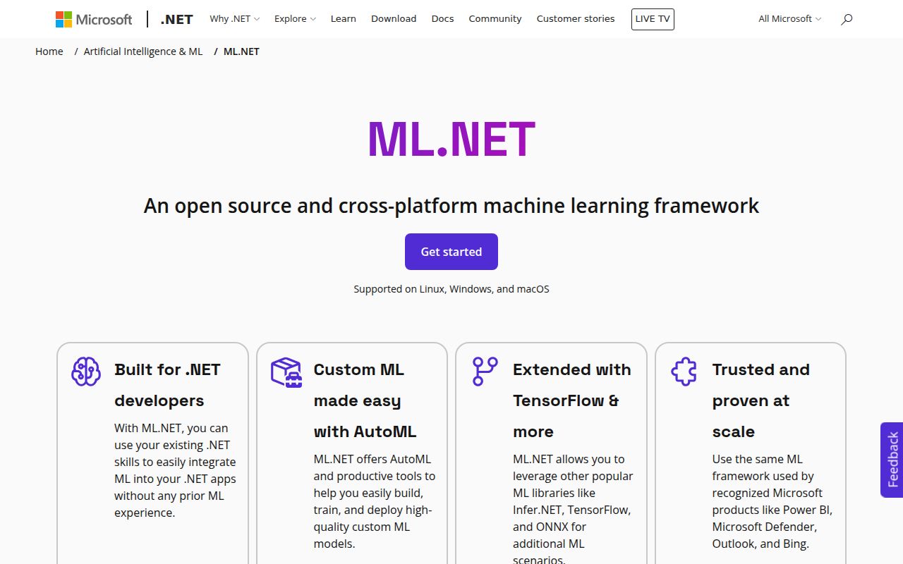 ML homepage screenshot