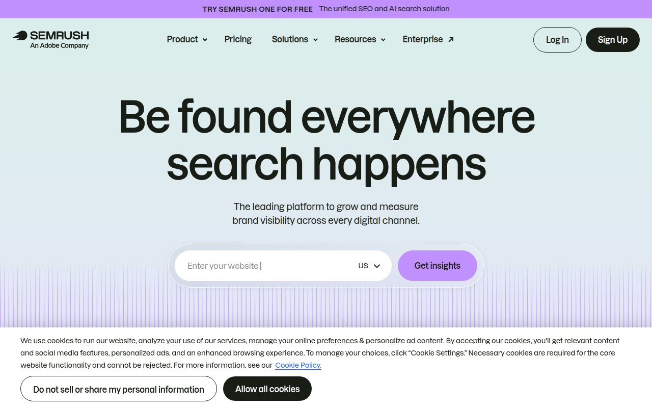 SEMRush homepage screenshot