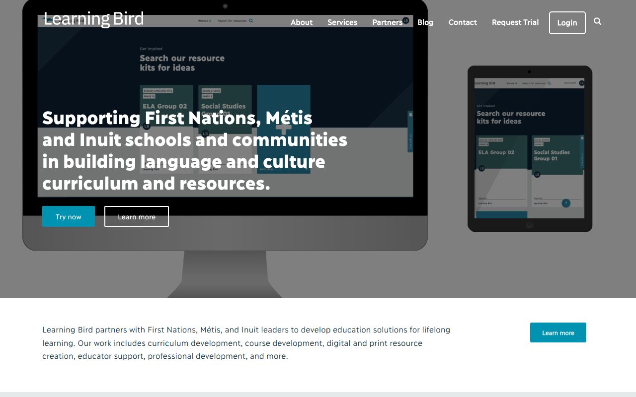 Learning Bird homepage screenshot