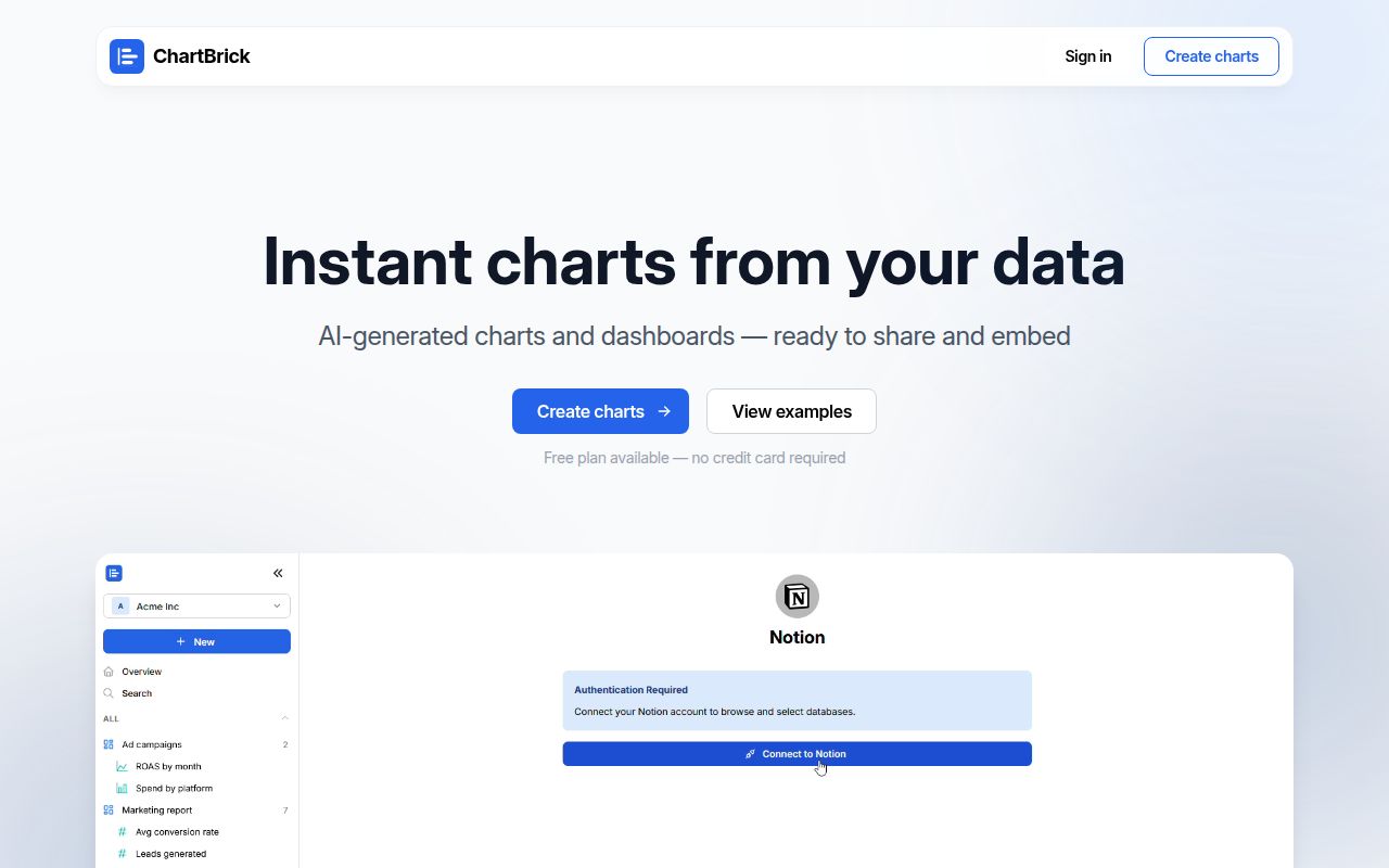 ChartBrick homepage screenshot