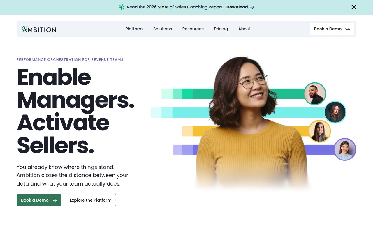 AI Sales Platform By Ambition homepage screenshot
