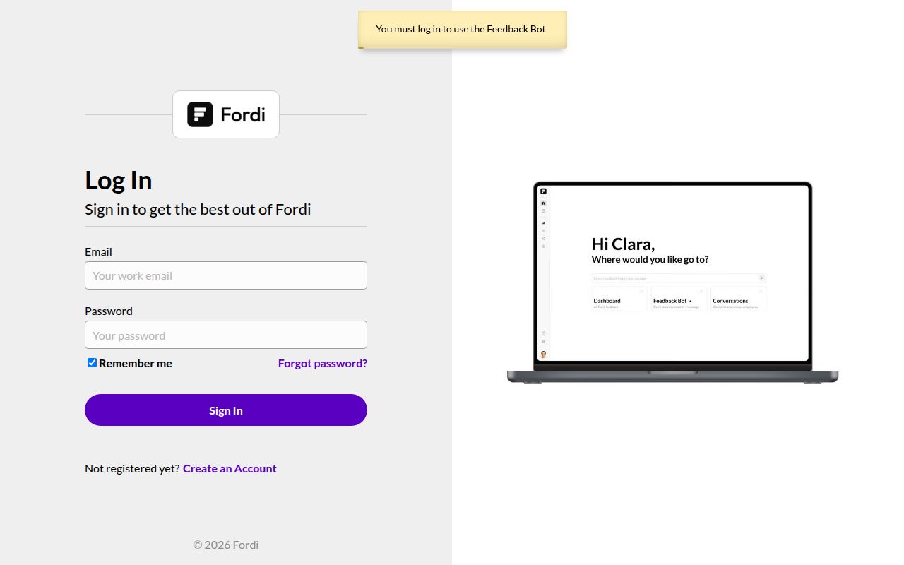 Fordi AI homepage screenshot
