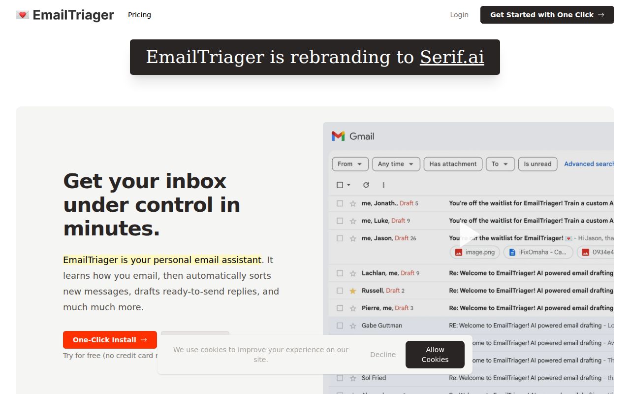 Email Triager homepage