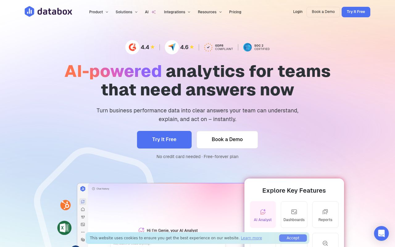 Databox homepage screenshot