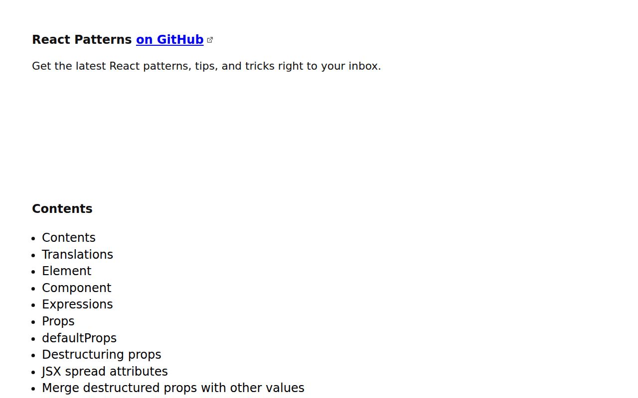REACT Patterns homepage screenshot