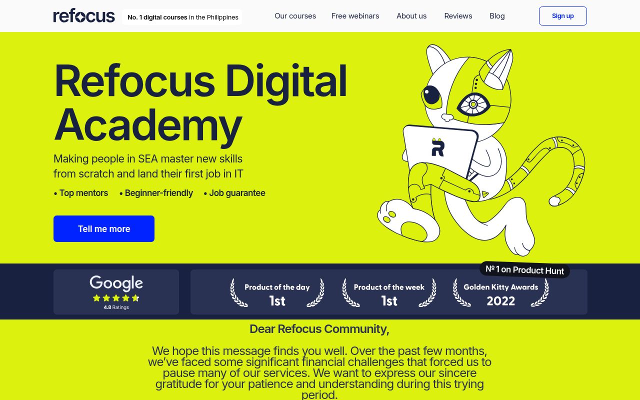 Refocus homepage screenshot
