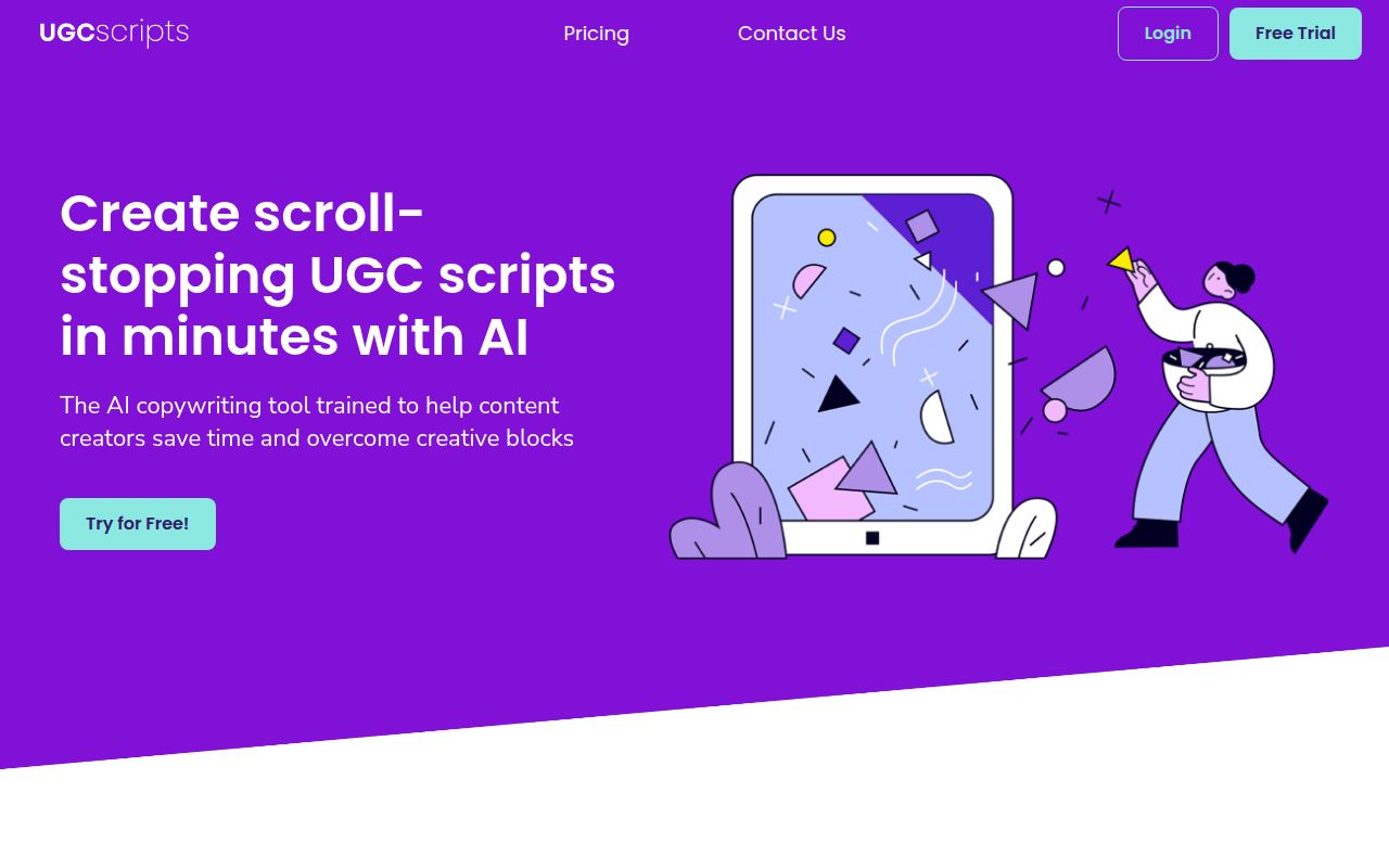 UGC Scripts homepage screenshot