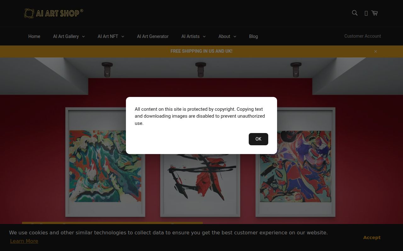 AI Art Shop homepage
