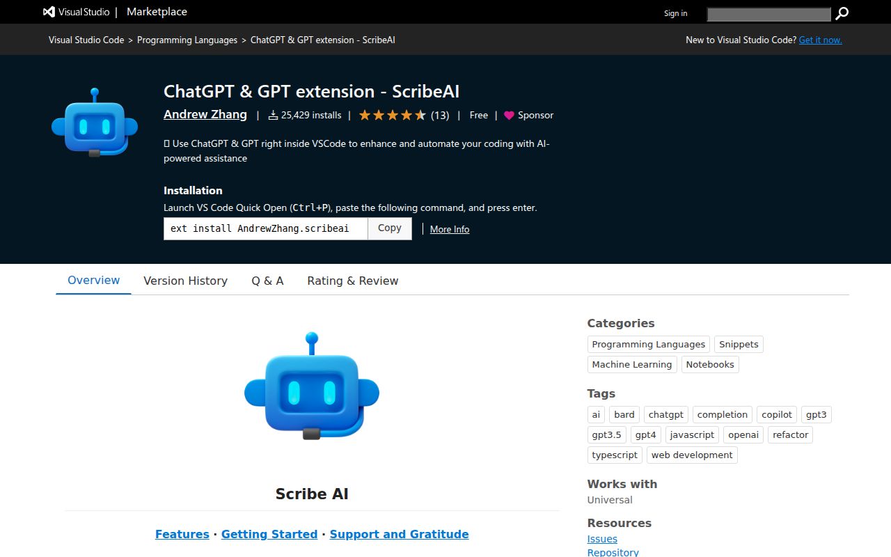 Scribe AI homepage screenshot