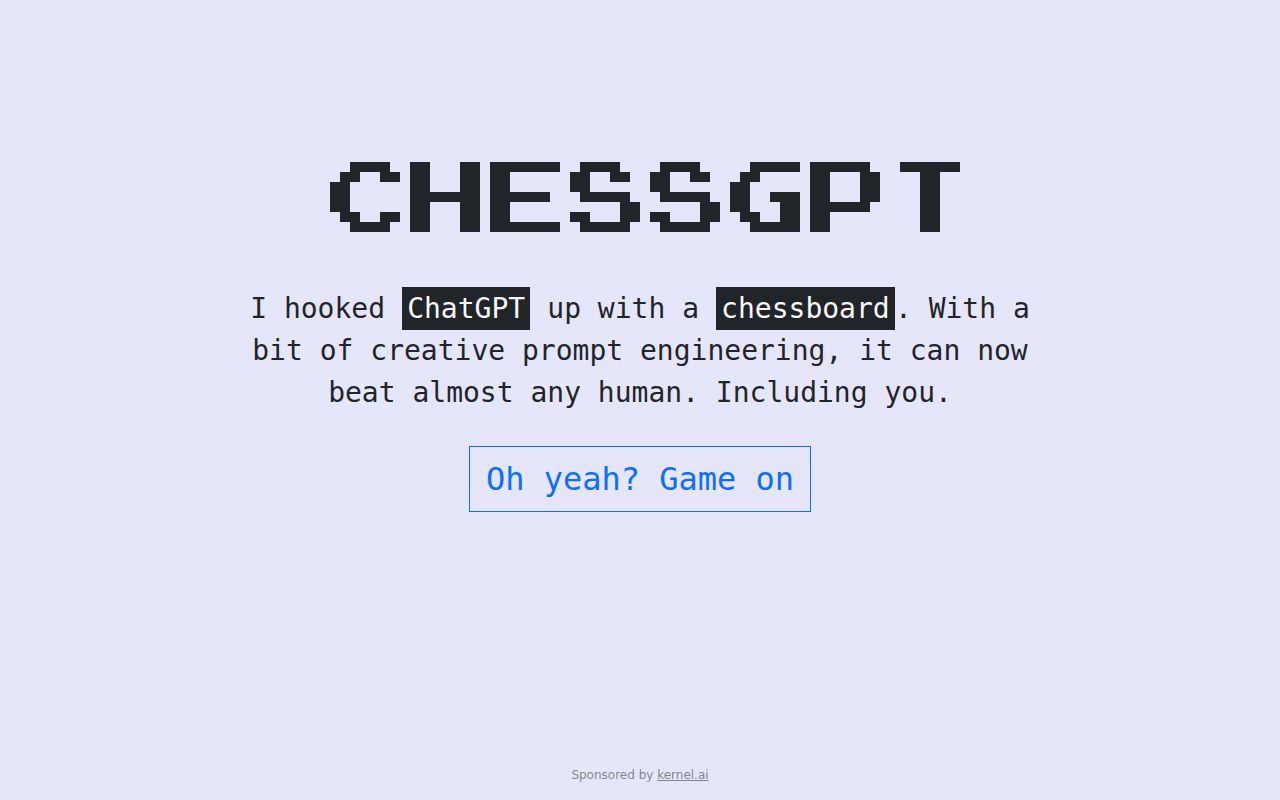 ChessGPT.ai homepage screenshot
