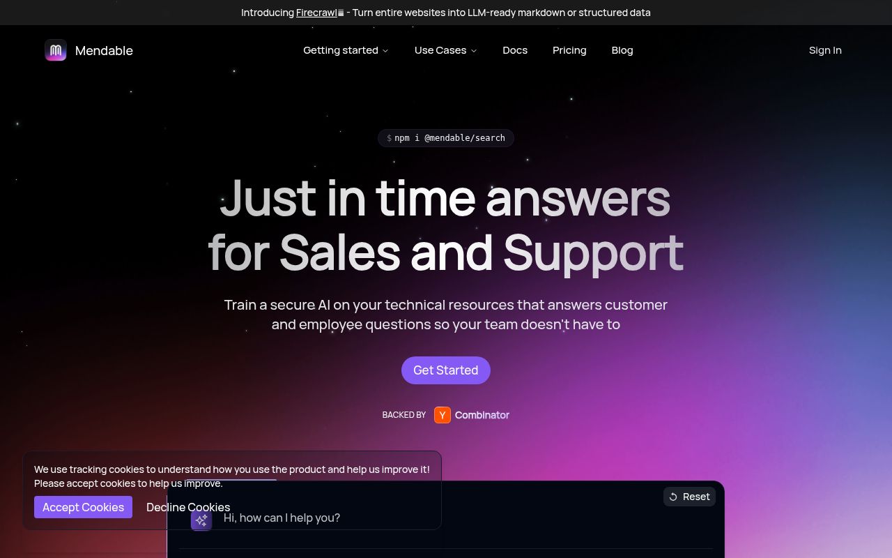 Mendable homepage