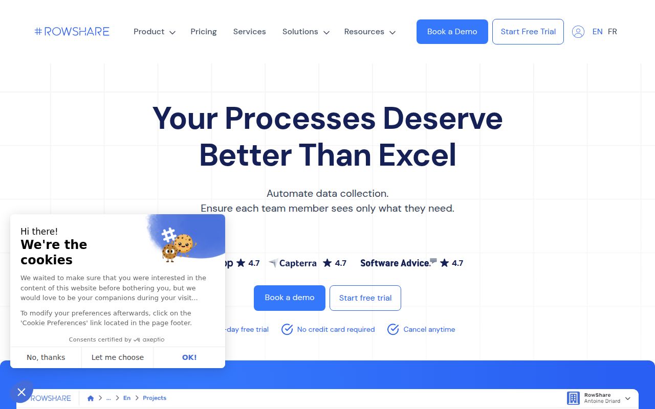 RowShare homepage