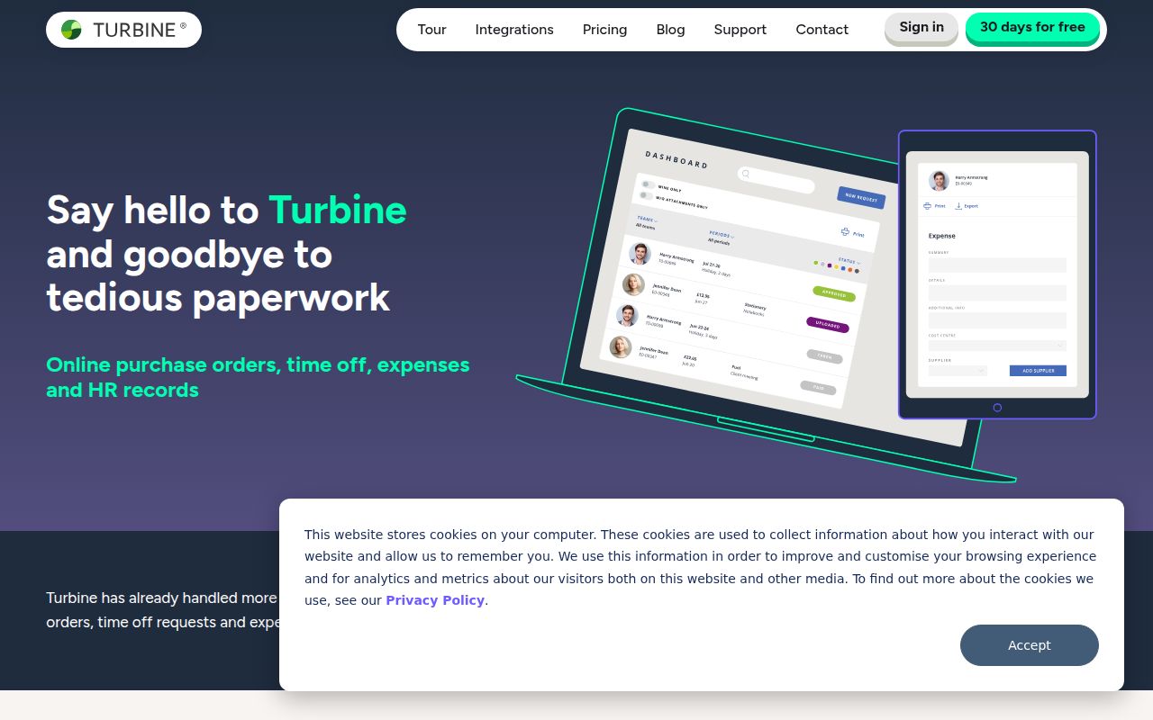 Turbine CLI homepage screenshot