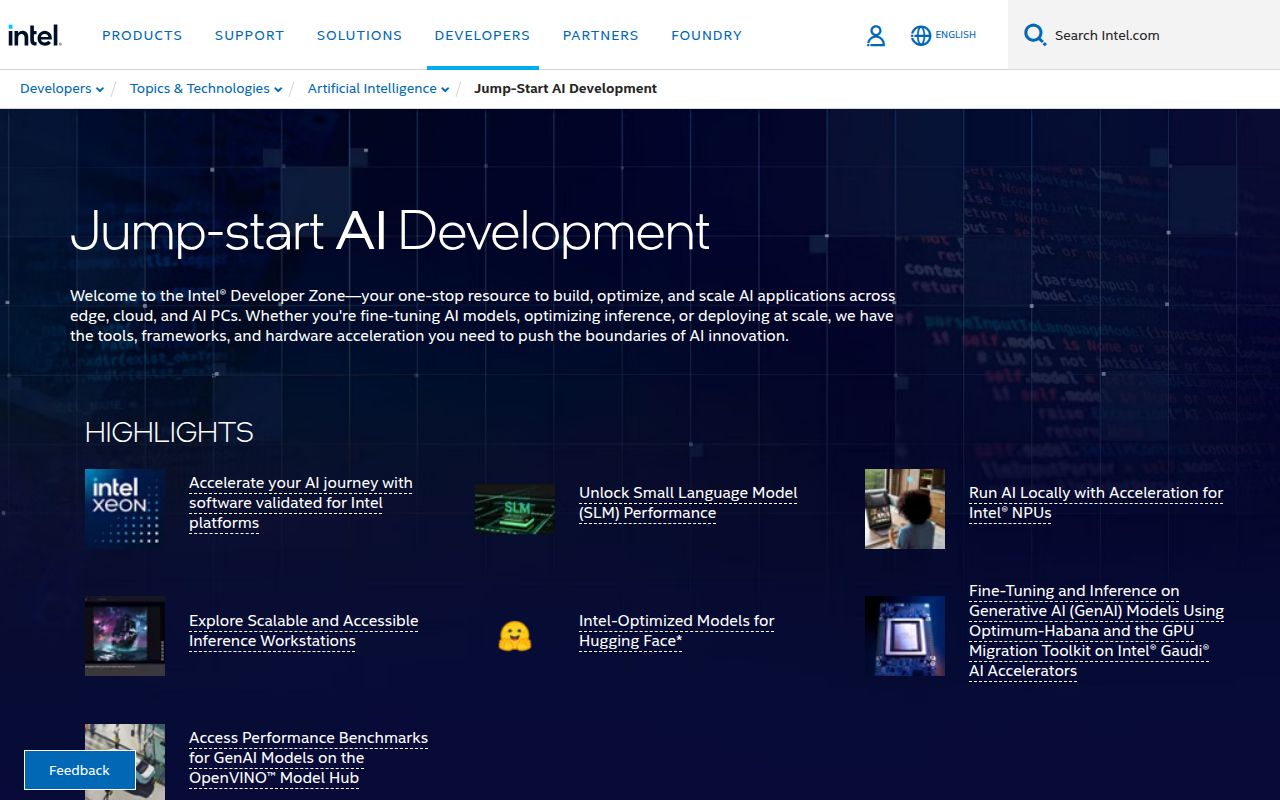 Intel® AI Academy homepage