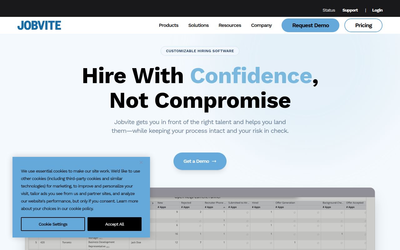 Jobvite homepage screenshot