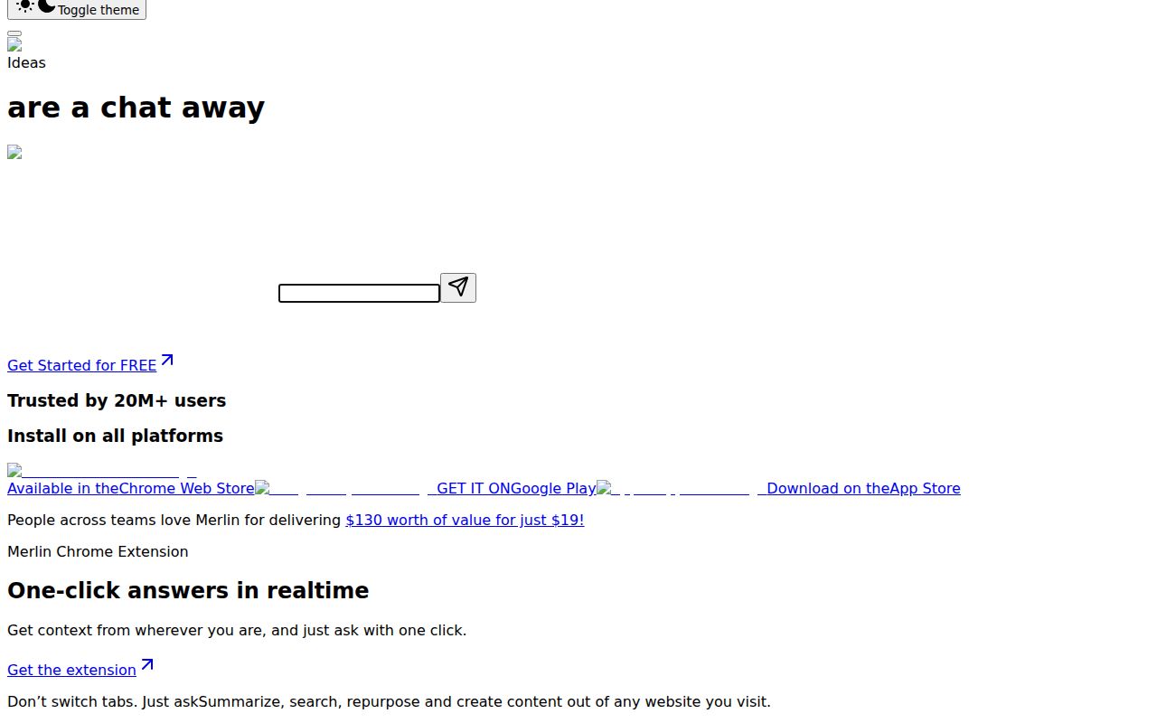 Merlin 2.0 homepage screenshot
